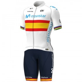 Tenue Maillot + Cuissard à Bretelles 2020 Movistar Team Championnats d'Espagne N001